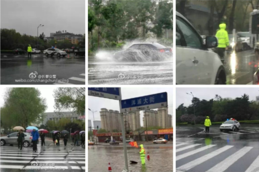 长春交警出动700余名警力大雨中疏导交通