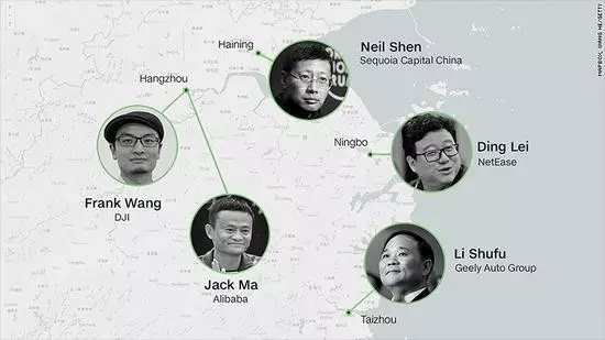 据《2016胡润全球富豪榜》在华人富豪榜前十中，马云家族、宗庆后家族、丁磊三浙商及其家族入围。