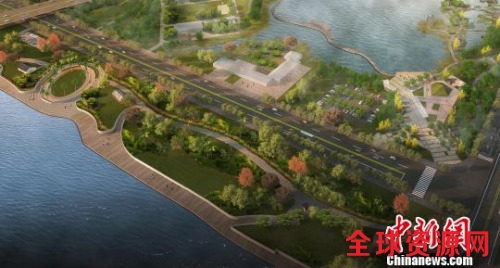 资料图：广州南沙竹湖南侧海堤工程-开工(效果图) 南宣 摄