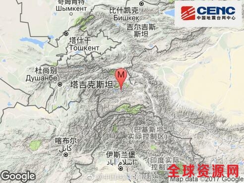 塔吉克斯坦发生4.7级地震震源深度137千米