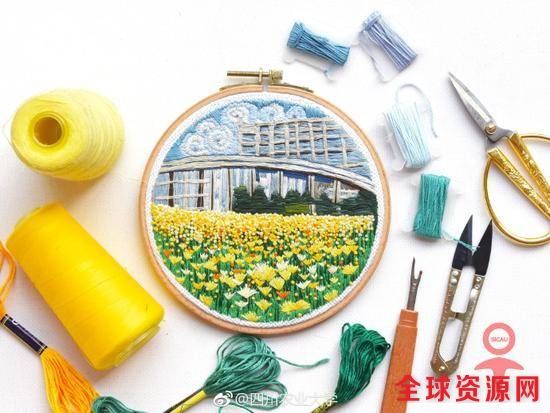 手真巧！成都一高校男生手工刺绣校园美景