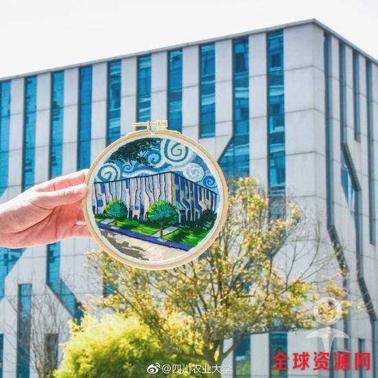 手真巧！成都一高校男生手工刺绣校园美景