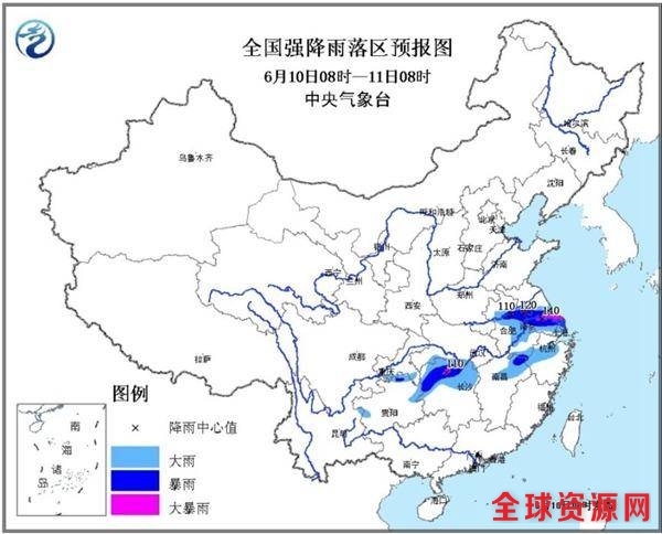暴雨黄色预警：安徽江苏等6省区市有大到暴雨