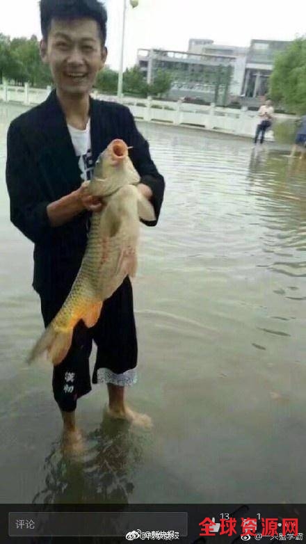 南京暴雨开启“看海模式” 男子路边摸了条大鱼