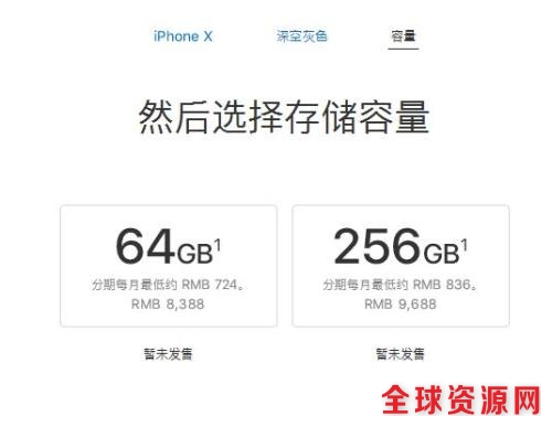 资料图：iPhone X价格。图片来源：苹果公司官网