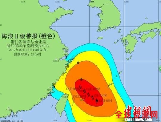 图为浙江省海浪警报图 浙江省海洋与渔业局供图 摄
