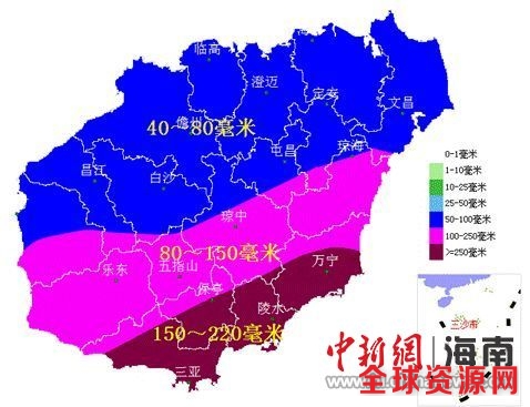 图为海南省气象部门2017年9月14日～15日过程累积雨量预报图。