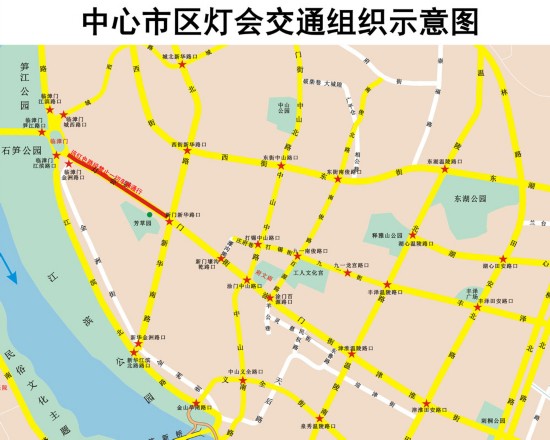 中心市区灯会交通组织示意图