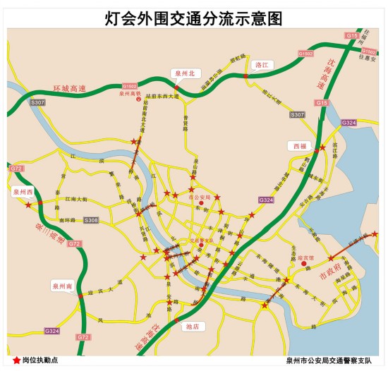 灯会外围交通分流示意图