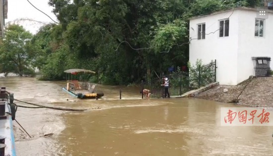 桂林：强降雨致水位上涨 漓江排筏已全线封航(图)