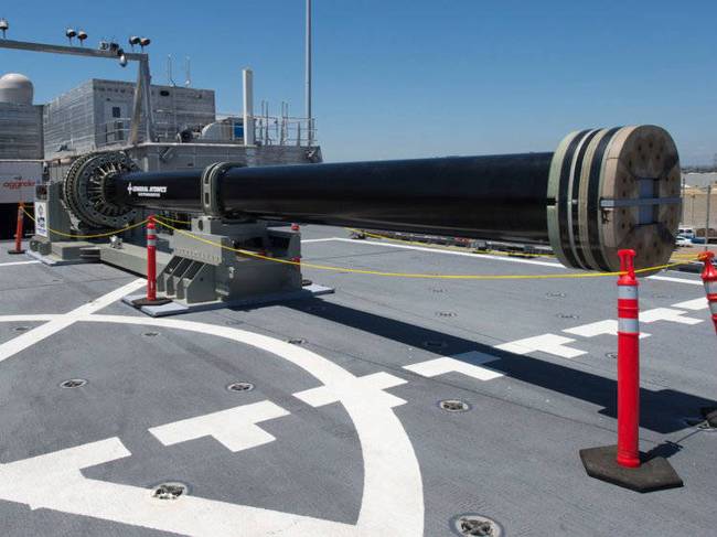 资料图：美国海军测试电磁轨道炮