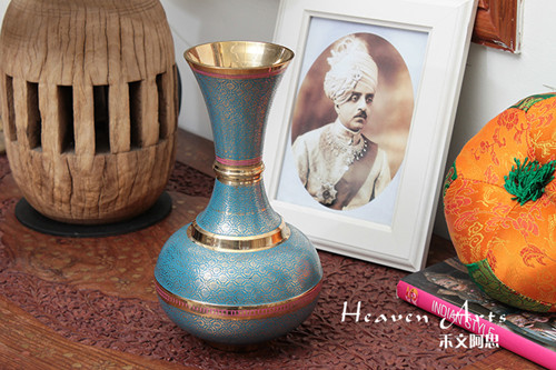 印度手工铜彩绘花瓶批发