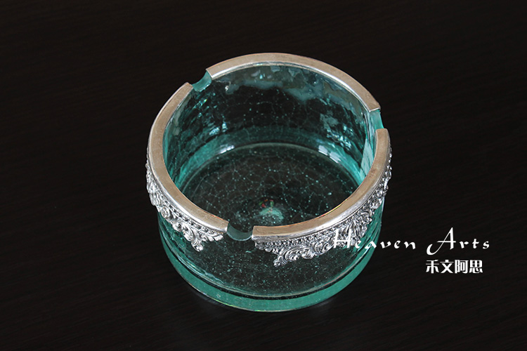 摆件批发 意大利镶银琉璃烟缸