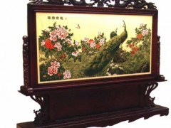 供应双面屏风 （锦绣前程） 红木底座屏风图1