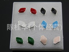 批发耳钉盒装滴油耳钉批发菱形耳钉时尚耳饰图1
