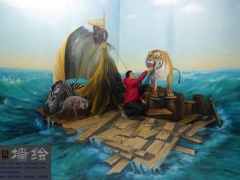 手绘墙画背景墙彩绘3D立体画制作图1