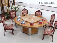 酒店大圆桌大理石餐桌 电磁炉火锅桌图1