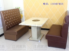 大理石餐桌饭店桌子大理石火锅桌无烟烧烤桌图1