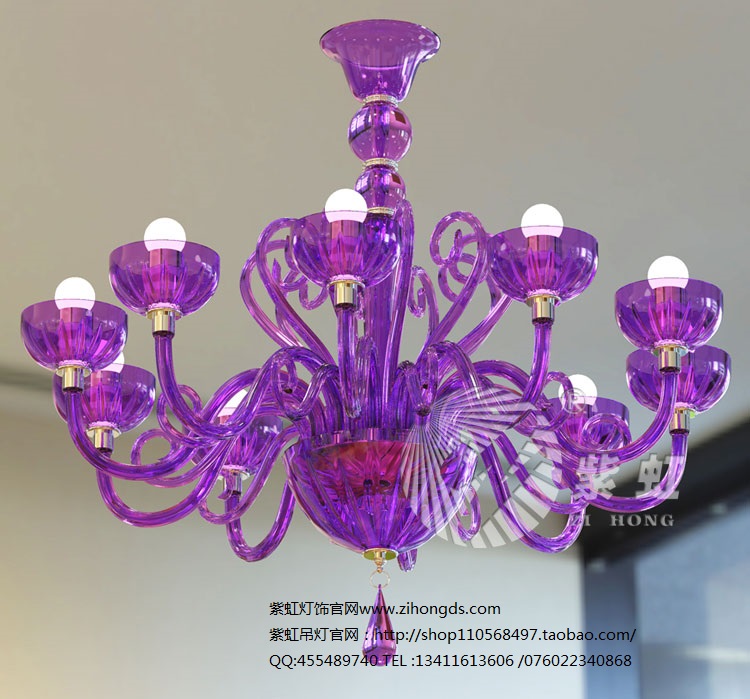 欧式玻璃管蜡烛灯美式吊灯 紫虹灯饰