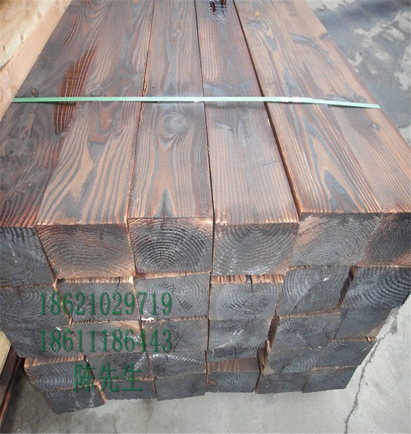樟子松碳化木板材加工樟子松碳化木方木上海现货板材供应
