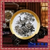 墨彩比翼鸟陶瓷大瓷盘定制礼品 手绘青花水印结婚照纪念盘
