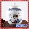 红釉水点桃花陶瓷食品罐子批发供应 青花戏剧脸谱陶瓷茶叶罐