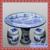 两凳一桌青花瓷陶瓷桌凳套装 别墅区花园大摆件手绘游鱼桌凳