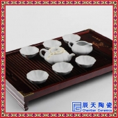 手绘复古粗瓷磨砂陶瓷功夫茶具 盖碗泡茶玉瓷茶具套装