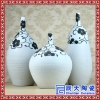 欧式雕花花瓶陶瓷三件套摆件工艺品 中式牡丹花装饰盘家饰