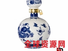 5斤装酒瓶，景德镇陶瓷酒瓶厂家批发定做红牡丹陶瓷酒瓶图1