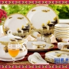 景德镇瓷 餐具套装 骨瓷碗盘 欧式镶金 新婚礼品 馈赠佳品
