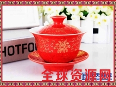青花瓷手抓泡茶盖碗敬茶碗 功夫茶具茶备沏茶杯图2