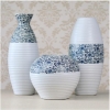 陶瓷花瓶 白色小花瓶土陶罐摆件客厅餐桌卧室陶艺插花花器三件套