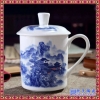 杯子定制批发景德镇青花瓷办公室家用中式陶瓷茶杯带盖 刻字