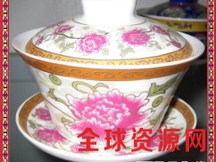 青花手绘白瓷盖碗茶杯陶瓷功夫茶具三才泡茶碗敬茶杯小鱼手抓盖碗图3