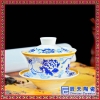 景德镇手绘青花瓷盖碗大号三才杯茶碗陶瓷功夫茶具 手绘盖碗茶杯