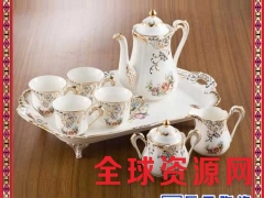 高档欧式陶瓷咖啡具套装家用咖啡杯简约英式下午茶茶具带托盘茶壶图3