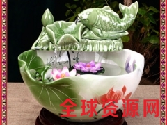 景德镇中式风水轮陶瓷鱼缸流水喷泉摆件客厅家居桌面家用加湿器图3