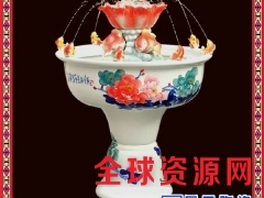 景德镇陶瓷带底座鱼缸聚宝盆循环过滤增氧喷泉客厅装饰摆件图2