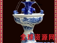 景德镇陶瓷带底座鱼缸聚宝盆循环过滤增氧喷泉客厅装饰摆件图3