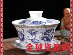 陶瓷青花瓷盖碗喝茶盖碗三才茶碗盖杯 盖碗白瓷大号图3