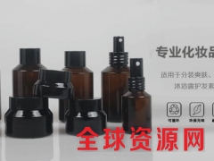 茶色斜肩瓶化妆品包装瓶化妆品水乳分装瓶膏霜分装瓶压泵瓶包材图2