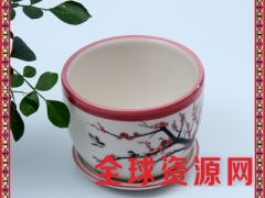 景德镇陶瓷花盆 白瓷花盆花钵带托盘 花草多肉盆栽图2