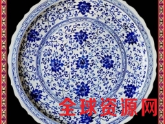 超大号青花瓷装饰盘挂盘 酒店海鲜大盘子陶瓷盘 大盘菜鱼盘图2