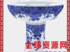 陶瓷鱼缸青花立柱式水浅景德镇特大号养金鱼乌龟缸创意喷泉图3