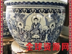 景德镇陶瓷鱼缸 现代中式装饰家居摆件 招财风水字画缸荷花大缸图2