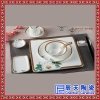 中式民族风格金边布纹马酒店用品摆台餐具陶瓷一套盘碗套装