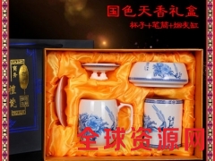 景德镇陶瓷粉彩山水三件套花瓶挂盘家装饰品客厅工艺品摆台图2