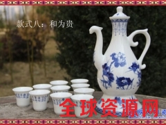 景德镇陶瓷荷花青花瓷自动倒酒酒具 荷塘月色款酒杯酒壶图2