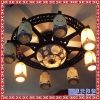 陶瓷美式田园儿童吊灯大气水晶蜡烛餐厅法式地中海灯具